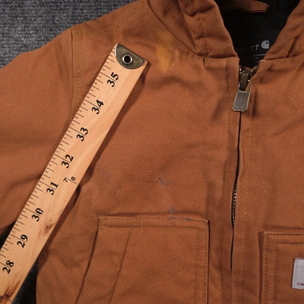 Carhartt Duck Canvas Hooded Jacket Toddler 24 Months Brown Insulated Full Zip
